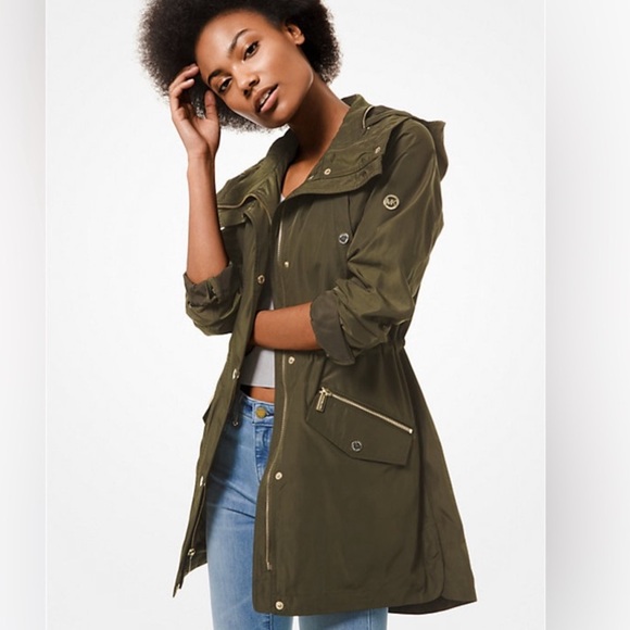 Michael Kors Green Lightweight Anorak Rain Jacket Hood w/Drawstrings Size: Med - Picture 1 of 16